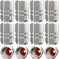 🔒 premium autonina tire valve stem caps (12-pack) – secured hexagonal design with rubber ring seal for optimal protection and durability – universal fit for cars, suvs, bikes, trucks, motorcycles – lightweight and airtight aluminum caps (silver) logo