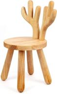 🦌 naturally finished wooden toddler chair for playroom, nursery, and more - handmade solid hardwood kids stool chair (deer horn design) логотип