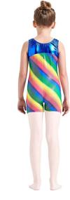 img 3 attached to 🤸 Kql Girls Gymnastics Leotards: Shimmer in Rainbow Shortall - Dancewear for Kids 3-12Years