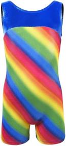 img 4 attached to 🤸 Kql Girls Gymnastics Leotards: Shimmer in Rainbow Shortall - Dancewear for Kids 3-12Years