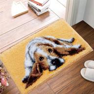 🧶 latch hook kits: diy shaggy crochet kit for home decoration rug - funny xmas gift for adults and kids - quiet dog design (19.6''x11.8'') logo