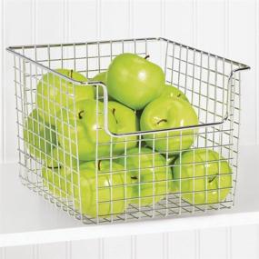 img 2 attached to 📦 mDesign Chrome Metal Wire Open Front Organizer Basket - Ideal for Kitchen Pantry, Cabinet, Shelf - Conveniently Stores Canned Goods, Baking Supplies, Boxed Food Mixes, Fruits, Vegetables, and Snacks - 10" Wide, Pack of 2