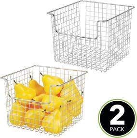 img 3 attached to 📦 mDesign Chrome Metal Wire Open Front Organizer Basket - Ideal for Kitchen Pantry, Cabinet, Shelf - Conveniently Stores Canned Goods, Baking Supplies, Boxed Food Mixes, Fruits, Vegetables, and Snacks - 10" Wide, Pack of 2