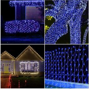 img 2 attached to SANKUU 9.8ft X 6.6ft 200 LED Net Lights Outdoor Mesh Fairy String Lights Christmas Warm Net Lights for Holiday, Garden, Bedroom, Bush, Outdoor Indoor Decoration (Blue)