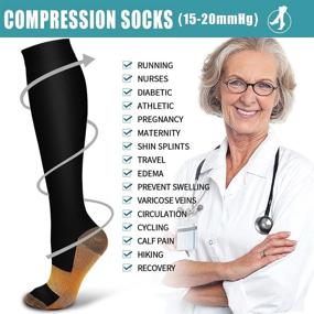 img 1 attached to Copper Compression Socks (8 Pairs) – Ideal for Enhanced Circulation during Running, Hiking, Cycling, Travel, Pregnancy - Women & Men