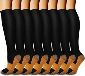 img 4 attached to Copper Compression Socks (8 Pairs) – Ideal for Enhanced Circulation during Running, Hiking, Cycling, Travel, Pregnancy - Women & Men