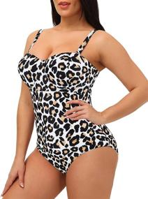 img 3 attached to 👙 Plus Size Tribal Printed One Piece Bandeau Swimsuit: Athletic Swimwear for Women, Slimming Fit