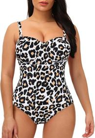 img 1 attached to 👙 Plus Size Tribal Printed One Piece Bandeau Swimsuit: Athletic Swimwear for Women, Slimming Fit