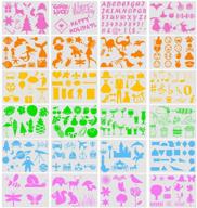 🎨 creative kids drawing stencils set - 24 pieces of plastic painting templates with over 300 shapes for imaginative storytelling, diy art set for boys and girls, reusable logo