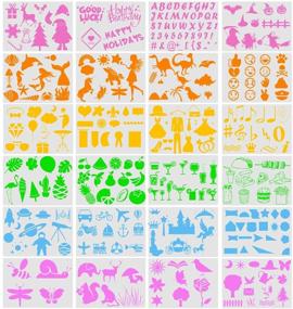 img 4 attached to 🎨 Creative Kids Drawing Stencils Set - 24 Pieces of Plastic Painting Templates with Over 300 Shapes for Imaginative Storytelling, DIY Art Set for Boys and Girls, Reusable