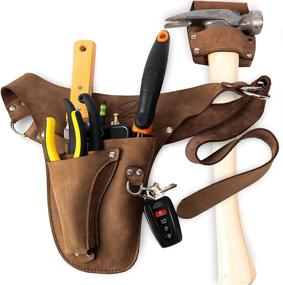 img 3 attached to 🛠️ Garden Tool Belt for Women & Men - Premium Leather Tool Belt for Electricians, Carpenters, and Construction Workers - Handmade Full Grain - Lifetime Warranty - Fits up to 53