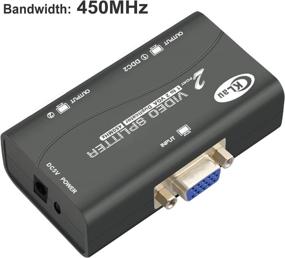 img 3 attached to 🔌 CKLau VGA Splitter Amplifier Box - 450MHz Bandwidth, 2 Port, Supports 2048 x 1536 Resolution up to 164ft, Ideal for Screen Duplication, Connect 1 PC to 2 Monitors - SVGA Video Splitter
