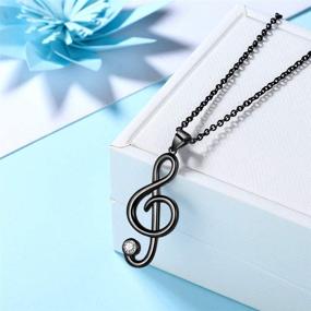 img 3 attached to 🎵 Heart Music Note Necklace for Women Girls - 925 Sterling Silver/Black/18K Gold Plated Treble Clef and Bass Clef Pendant - Music Lover's Symbolic Jewelry for Mom