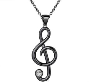 img 4 attached to 🎵 Heart Music Note Necklace for Women Girls - 925 Sterling Silver/Black/18K Gold Plated Treble Clef and Bass Clef Pendant - Music Lover's Symbolic Jewelry for Mom