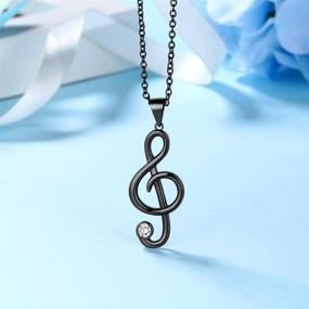 img 2 attached to 🎵 Heart Music Note Necklace for Women Girls - 925 Sterling Silver/Black/18K Gold Plated Treble Clef and Bass Clef Pendant - Music Lover's Symbolic Jewelry for Mom