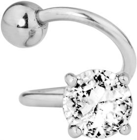 img 3 attached to 💎 Surgical Steel Spiral Twist CZ Solitaire Belly Button Ring with Jeweled Design