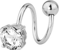 💎 surgical steel spiral twist cz solitaire belly button ring with jeweled design logo