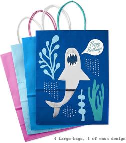 img 1 attached to 🎁 Hallmark Paper Gift Bags Assortment - Pack of 8 (4 Medium 10", 4 Large 13") - Pink, Blue, Green - Mermaid and Shark Themes - Perfect for Kids' Birthdays or Any Occasion