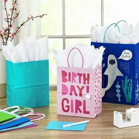 img 3 attached to 🎁 Hallmark Paper Gift Bags Assortment - Pack of 8 (4 Medium 10", 4 Large 13") - Pink, Blue, Green - Mermaid and Shark Themes - Perfect for Kids' Birthdays or Any Occasion