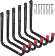🔨 versatile heavy duty steel wall mount utility hooks for garage storage - 6 pcs black 7.2" hook logo