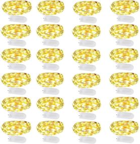 img 4 attached to 🔋 24-Pack Fairy Lights Battery Operated, EHWINE LED Fairy Lights for Bedroom, 7ft 20 LED Battery String Lights, Waterproof Firefly Lights for DIY Wedding Party Christmas Decor, Warm White