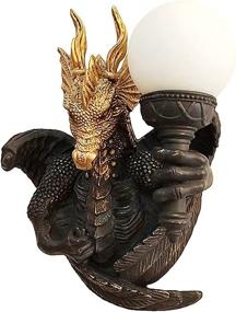 img 4 attached to 🐉 SUSUO Vintage Gothic Style Black-Gold Dragon Wall Sconce: A Unique Resin 1 Light Wall Bedside Lamp in a Cool Design