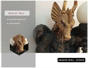 img 2 attached to 🐉 SUSUO Vintage Gothic Style Black-Gold Dragon Wall Sconce: A Unique Resin 1 Light Wall Bedside Lamp in a Cool Design