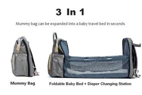 img 2 attached to 👶 Foldable Baby Bed 3 in 1 Travel Bassinet, Portable Diaper Changing Station Backpack, Gray Mummy Bag, Portable Bassinets for Baby and Toddler, Travel Crib Infant Sleeper with Mattress