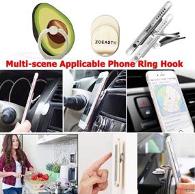 img 1 attached to ZOEAST(TM) 3-Pack Fruit Phone Ring Grip: Universal 360° Adjustable Car Desk Holder, Compatible with iPhone 12, Samsung, iPad - Avocado, Nut, Pineapple Designs