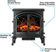 e-flame usa 28-inch xl denali portable freestanding electric fireplace stove - realistic 3-d log and fire effect (black) logo