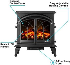 img 4 attached to Портативный напольный электрокамин e-Flame USA Denali XL 28 дюймов - реалистичный эффект логов и огня в 3D (черный)