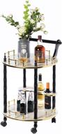 gold, black and white bar cart tea trolley with bold tones, 2 tier shelves and rolling wheels logo