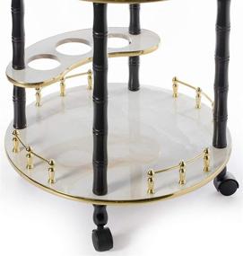 img 1 attached to Gold, Black and White Bar Cart Tea Trolley with Bold Tones, 2 Tier Shelves and Rolling Wheels