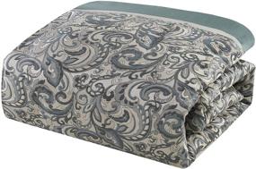 img 2 attached to 🌿 Brystol 24-Piece Room in a Bag Comforter Set - Faux Silk Jacquard Paisley Design with Matching Curtains - Hypoallergenic All-Season Bedding - Queen Size (90" x 90") - Teal