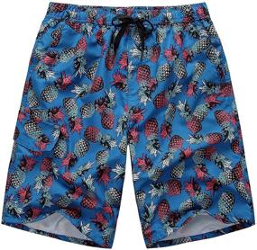 img 1 attached to 🩳 Dumoldpa Boys Swim Trunks Teen's Sportwear Quick-Dry Board Shorts with Mesh Lining, Beach Printed Shorts Swimwear