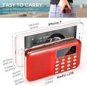 img 2 attached to 📻 PRUNUS Mini Portable Radio AM FM Pocket Radio with LED Flashlight - Digital Radio Speaker, Micro SD/TF Card/USB Support, Auto Scan Save, 1200mAh Rechargeable Battery Operated [Latest Version]