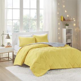 img 1 attached to 🌞 All Season Reversible Twin Comforter Set: Intelligent Design Trixie - Yellow/Grey