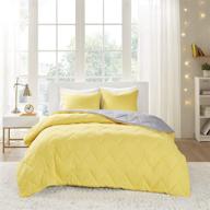 🌞 all season reversible twin comforter set: intelligent design trixie - yellow/grey logo