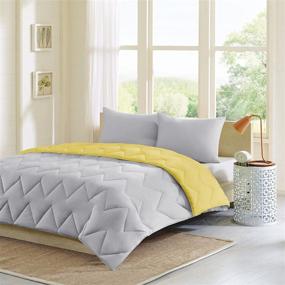 img 3 attached to 🌞 All Season Reversible Twin Comforter Set: Intelligent Design Trixie - Yellow/Grey