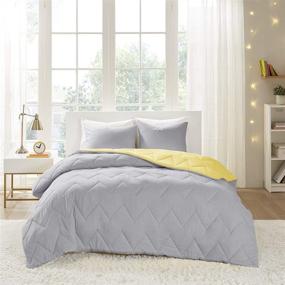 img 2 attached to 🌞 All Season Reversible Twin Comforter Set: Intelligent Design Trixie - Yellow/Grey