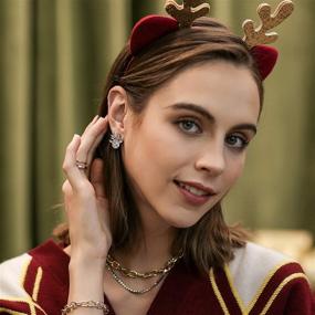 img 1 attached to 🦌 KINIVA Crystal Gem Stud Earrings for Women – Festive Deer Earrings: Perfect Holiday Season Gift for Girls