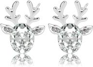 🦌 kiniva crystal gem stud earrings for women – festive deer earrings: perfect holiday season gift for girls logo