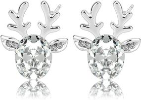 img 4 attached to 🦌 KINIVA Crystal Gem Stud Earrings for Women – Festive Deer Earrings: Perfect Holiday Season Gift for Girls