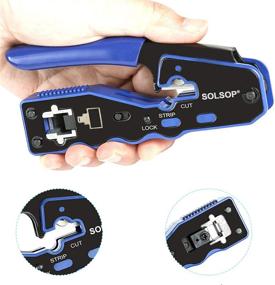 img 1 attached to 🔌 Solsop Network Lan Cable Tester RJ45 Crimp Tool Kit with Pass Through Modular CAT6 Cat5e Cat5 Crimping Tool, 50PCS CAT5e CAT6 Pass Through Connectors, Mini Wire Stripper, and Wire Cutter Plier: Ultimate Networking Solution