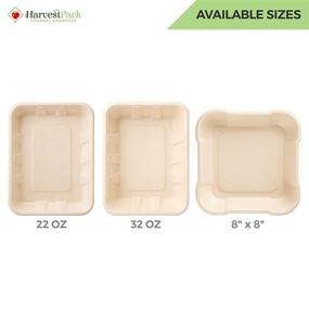 img 2 attached to 🌿 100 Count of HARVEST PACK 32 oz Compostable Disposable Food Container Serving Trays, Rectangle, Crafted from 100% Eco-Friendly Plant Fibers