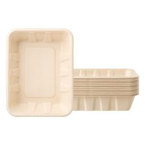 img 4 attached to 🌿 100 Count of HARVEST PACK 32 oz Compostable Disposable Food Container Serving Trays, Rectangle, Crafted from 100% Eco-Friendly Plant Fibers