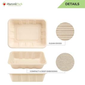 img 3 attached to 🌿 100 Count of HARVEST PACK 32 oz Compostable Disposable Food Container Serving Trays, Rectangle, Crafted from 100% Eco-Friendly Plant Fibers