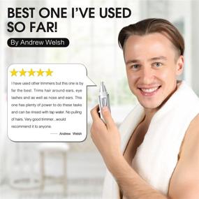 img 1 attached to 🪒 2021 Professional Ear and Nose Hair Trimmer Clipper - Painless Facial Hair & Eyebrow Trimmer for Men Women, Waterproof Battery-Operated Trimmer with Dual Edge Blades, Easy Cleansing - White