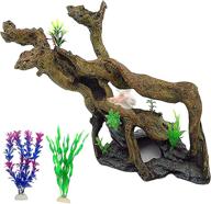 🌳 pinvnby resin driftwood aquarium decor: tree branch fish tank trunk ornament for betta, shrimp, lizards, fish, and geckos - set of 3 логотип