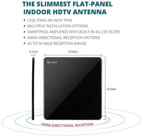img 3 attached to 📺 ANTOP Flat-Panel AT-206B Indoor TV Antenna with Advanced Gain Inline Smartpass Amplifier and Integrated 4G LTE Filter - 40 to 50 Mile Range Omni-Directional Reception - Sleek Piano Black Design - 10ft Cable